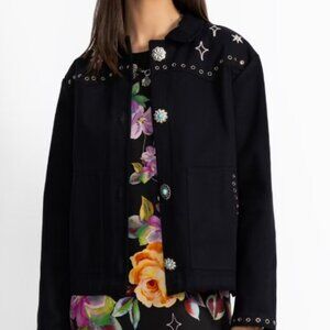 NWT Johnny Was Biya 3JWorkshop JWLA Embroidered Denim Jean Jacket Tory Kasumi